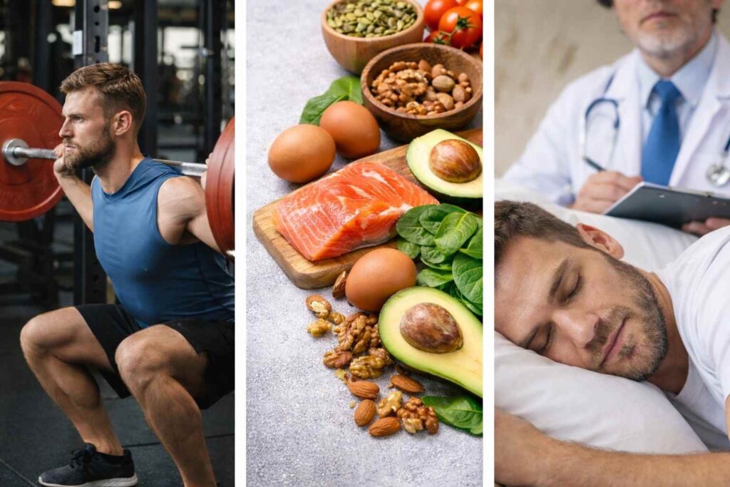 Krafttraining, gesunde Ernährung und Schlaf helfen Testosteron natürlich zu steigern