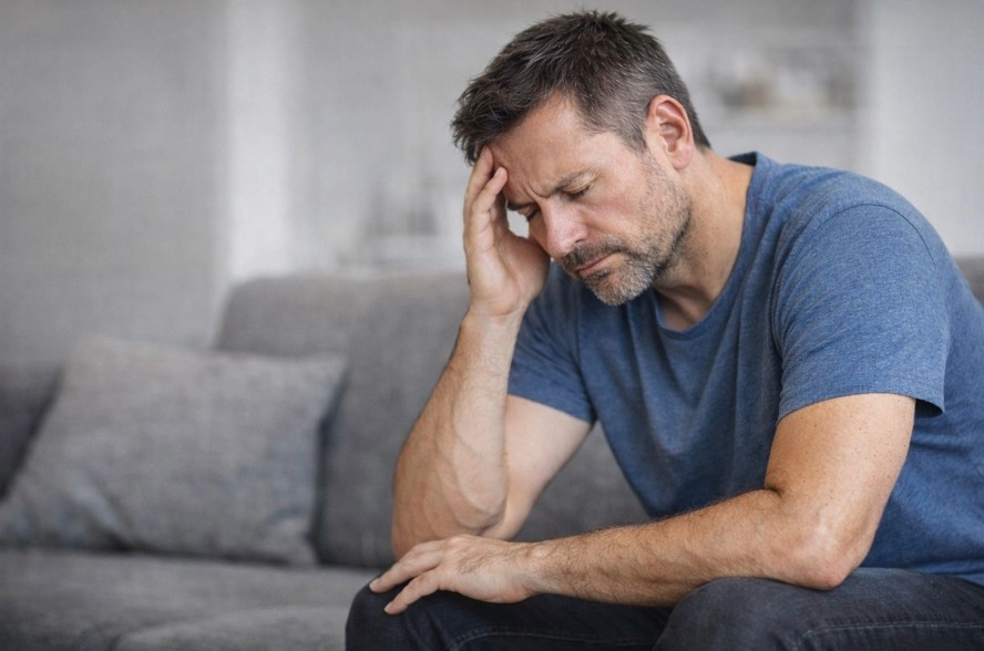 Testosteronmangel beim Mann mit typischen Symptomen wie Müdigkeit und Erschöpfung